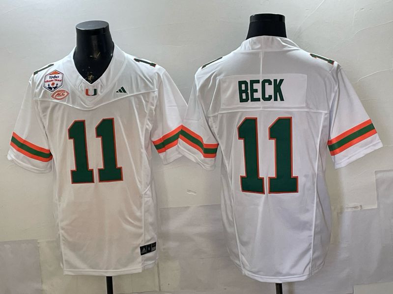 Men 2026 Miami Hurricanes #11 Beck White 3th generations Limited NCAA Jersey 0015->ncaa teams->NCAA Jersey